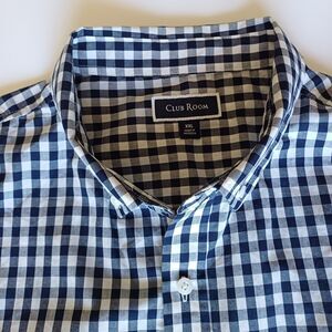 Club room navy/white plaid cotton blend shirt size XXL